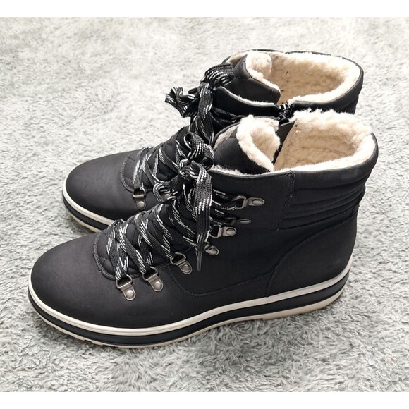 Extreme Eddie Marc 11 Black Sherpa Hiking Boots Style Hero Lace Zip Up Booties - Picture 4 of 9